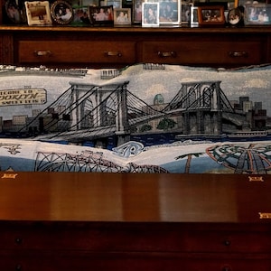 BROOKLYN LANDMARK AFGHAN Designed by All Things Brooklyn Exclusive Design 54 x 70 Coney Island Wonder Wheel Cyclone Prospect Park Bridge