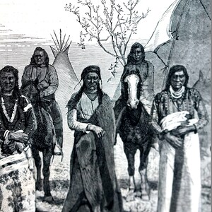 Bannock Indians 1878 INDIAN CAMP TEEPEES Children Antique Western