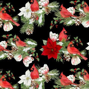 Yd Cardinals Tossed, Black for Wilmington Prints - sold by the YARD 130