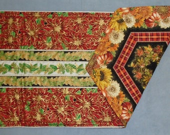 Holiday Table Runner - Reversible for Christmas, Thanksgiving, Winter, and Fall