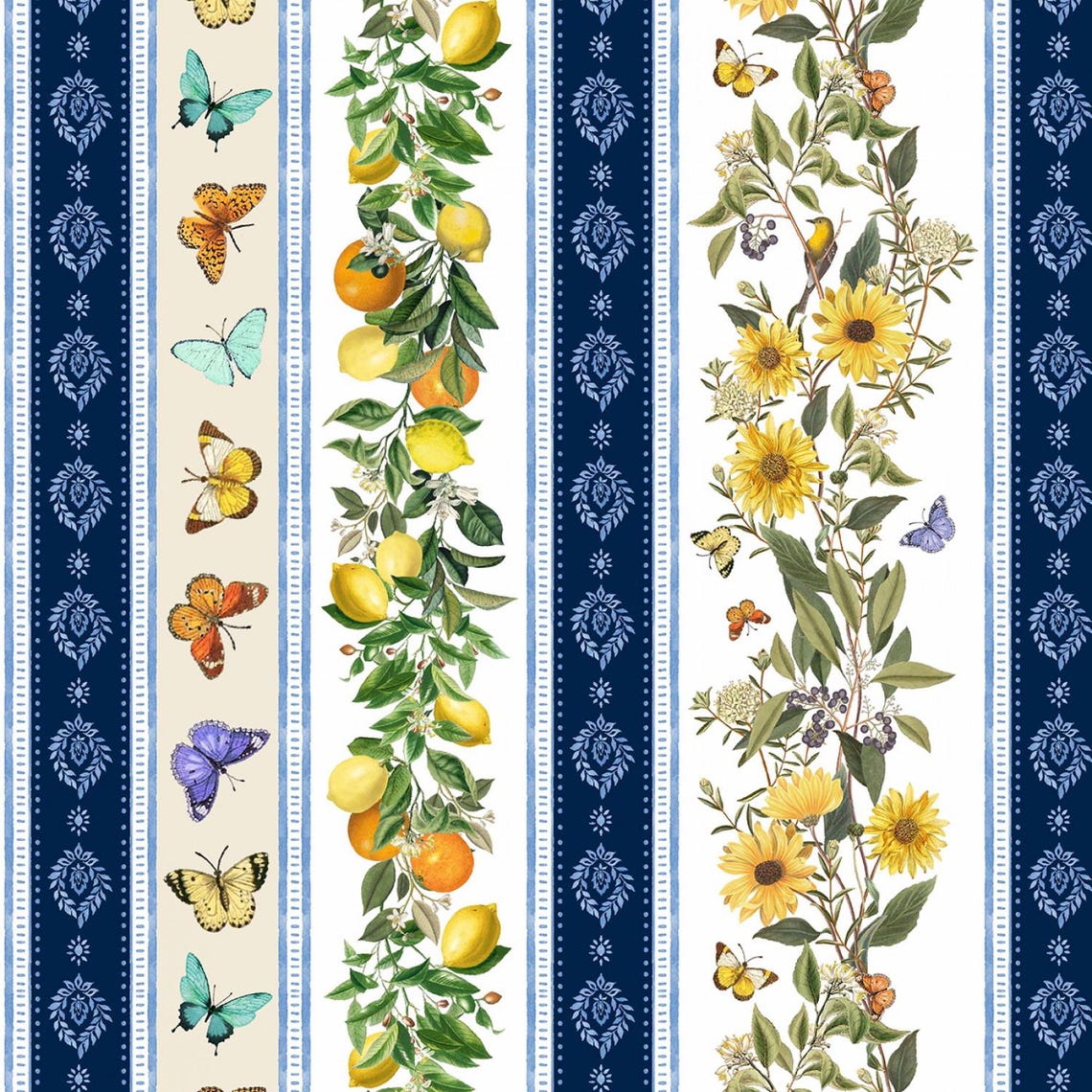 Yd Lemon & Sunflower Stripe for Michael Miller - Sold by the YARD 043 ...