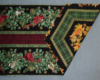 Holiday Table Runner - Reversible for Christmas, Thanksgiving, Winter, and Fall