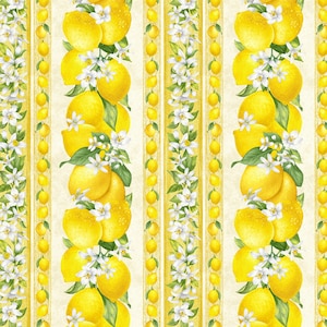 Yd Lemon Bouquet Stripe Timeless Treasures - sold by the YARD 033