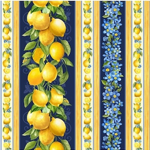 Yd Lemon Navy Stripe - Limoncello Collection for Timeless Treasures - sold by the YARD 031