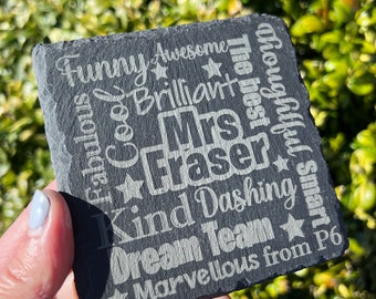 Personalised Slate Teacher Coaster – Engraved Appreciation Gift