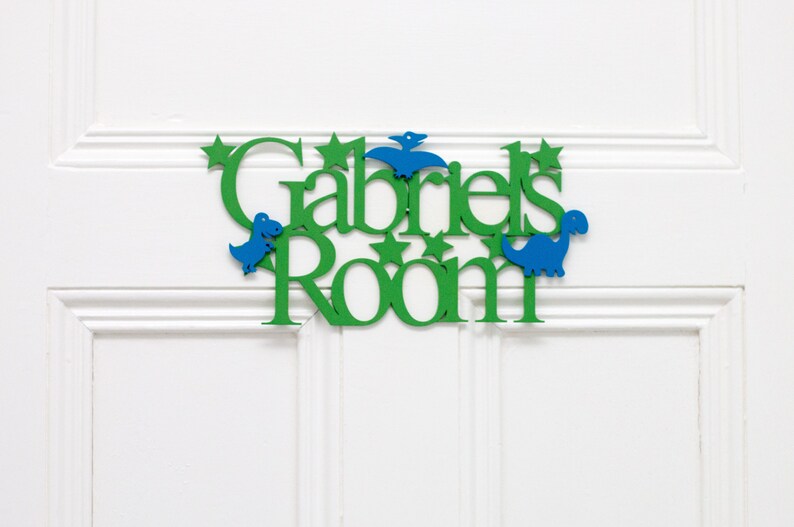 Dinosaur Door Sign Plaque Nursery Wooden Bedroom Baby Red Green Blue Children S Room Any Name Gift Birth