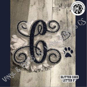 Homecoming Mum Glitter Card Monogram Mascot 3D Name 5” wide