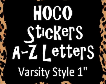 Homecoming Mum LETTER Stickers - VARSITY STYLE 1" Gold Glitter Silver Glitter