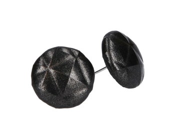 Stud earring earrings black faux leather fabric earring fabric stud earrings fabric large small rivet look