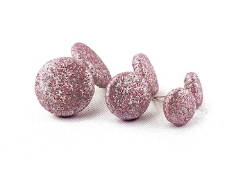 Ohrstecker Ohrring Ohrringe rosa Glitzer Kunstleder Stoffohrring Stoffohrstecker Stoff pink Gitter glänzend glitzernd funkelnd hellrosa