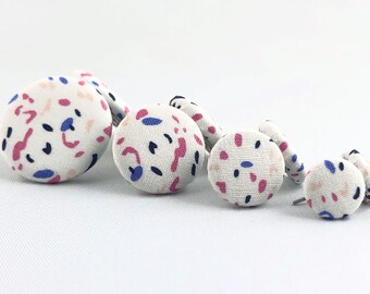 Stud earrings earring earrings white pink blue snippets fabric fabric ear plug fabric earring button earring colorful patterned