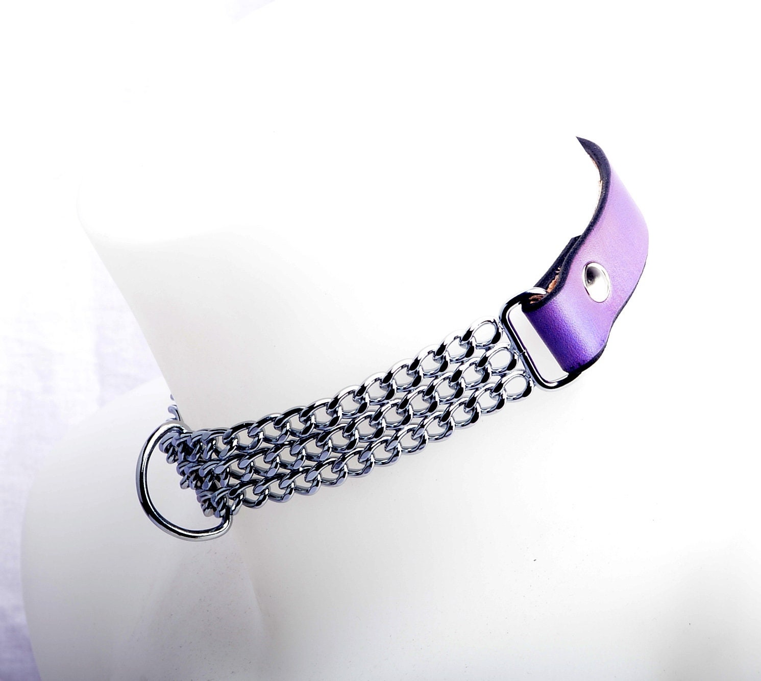 Bdsm collar sub collar small chain collar mauve collar Etsy