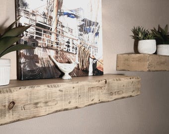Distressed Farmhouse Floating Shelf: Rustic Beach Decor, 4-Inch Thick