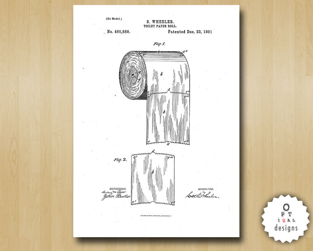 Toilet Paper Patent Illustration Drawing Printable INSTANT | Etsy