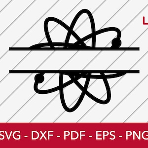 May include: Black and white split monogram design featuring an atom symbol. The design is perfect for adding a personalized touch to your projects.