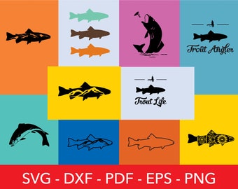 Trout Svg, Svg Bundle, Adventure Png, Fly Fishing Clipart, Fish Shirt Design, Hunting, Cricut Cut File, Logo Decal,