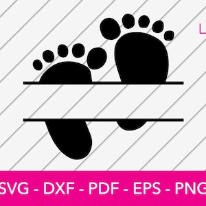 Baby Svg, Baby Feet Split Frame Svg, Newborn Svg, Baby Feet Footprints Svg, Cut File - PNG - DXF - Cricut Vector Clipart Commercial License