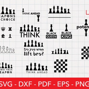 Chess Svg, Svg Bundle, Chess Pieces, Chess Board, Bishop, Knight, Queen, Chess Set, Board Game, Cricut, Clipart, Logo