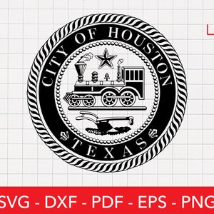 Houston Texas Svg, Houston City Seal Svg, Png, Cresta, Insignia, Emblema, Imágenes Prediseñadas, Archivo de corte Cricut, Diseño de camisa, Calcomanía de logotipo