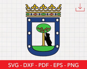 Madrid Svg, Madrid Flag Svg, Seal of Madrid Png, Crest, Badge, Emblem, Clipart, Cricut File, Spain Png, Shirt Design