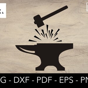 Anvil Hammer and Sparks Svg, Blacksmith Svg, Smithing Svg, Cut File - PNG - DXF - Cricut - Vector Clipart - Commercial License