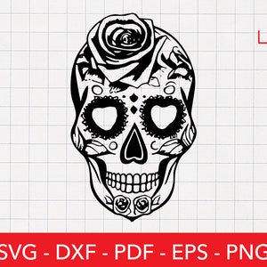 Sugar Skull Svg, Mexican Skull Clipart, Mexico, Floral, Rose, Calavera, Cricut, Png File, Shirt Design, Day of The Dead