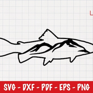 Trout Svg, Adventure Png, Mountains Clipart, Fish Vector, Fishing Shirt, Cricut File, Laser Cut, Sublimation, Logo Decal