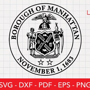 Manhattan Svg, Manhattan Seal Svg, New York Svg, NYC Png, Crest, Badge, Emblem, Clipart, Cricut Cut File, Shirt Design