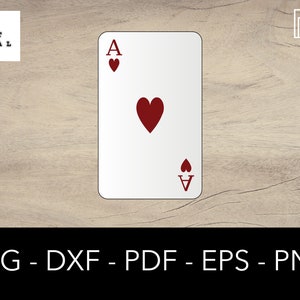 Asso di cuori Poker Card SVG - Vettore, Decalcomania, Logo, Clipart, Silhouette Cricut, File di taglio, File di scrapbook - dxf, png, eps, pdf