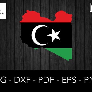Libya Flag Map Shape SVG - Sticker, Vector, Decal, Logo, Clipart, Silhouette Cricut Scrapbook Cut File