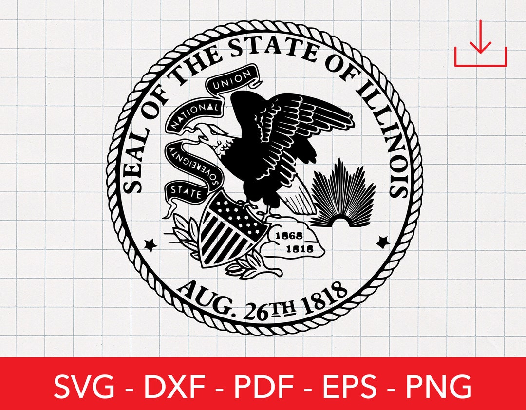 Illinois Svg, Illinois State Seal, Eagle Clipart, Crest, Emblem, State