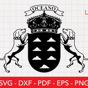 Ilhas Canárias Svg, Bandeira das Ilhas Canárias Svg, Selo de Tenerife Png, Crista, Distintivo, Emblema, Clipart, Cricut, Oceano Atlântico
