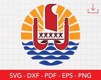 French Polynesia Svg, French Polynesian flag, Seal of French Polynesia Clipart, Crest, Badge, Emblem, Cricut, Logo Decal