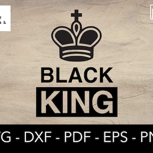 Black King Svg, Svg d&#39;échecs, Svg homme noir, Svg couronne noire, Clipart, Svg de pièces d&#39;échecs, fichier de coupe Cricut Silhouette, eps, png, dxf, pdf