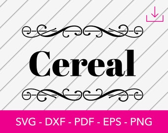 Cereal Label Svg, Cereal Logo Svg, Cereal Svg, Kitchen Svg, Label File Svg, Cutting File Svg, Cut File - PNG DXF - Cricut Vector Clipart