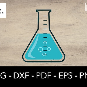 Può includere: Un becher di vetro blu con una scala graduata e un contorno nero. Il becher è riempito con un liquido blu chiaro e contiene piccole bolle.