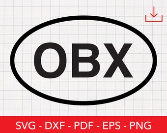May include: Black and white oval sticker with the text "OBX" in a bold font.