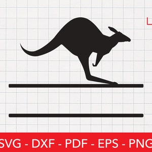 Peut inclure: Silhouette noire d'un kangourou avec deux lignes en dessous pour du texte. Les lignes sont pour ajouter des noms ou un court message.