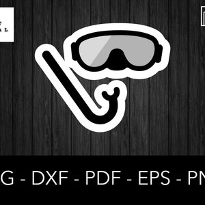 Snorkel Svg, Goggles File, Face Mask Png, Vacation Clipart, Beach Logo, Ocean Vector,  Scooba Decal, Snorkeling image
