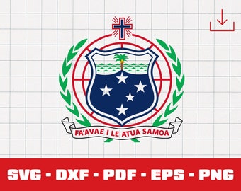 Samoa Svg, Samoa Flag Svg, Seal of Samoa Svg, Crest, Badge, Emblem, Decal, Seal, Clipart, Cricut Scrapbook Cut File
