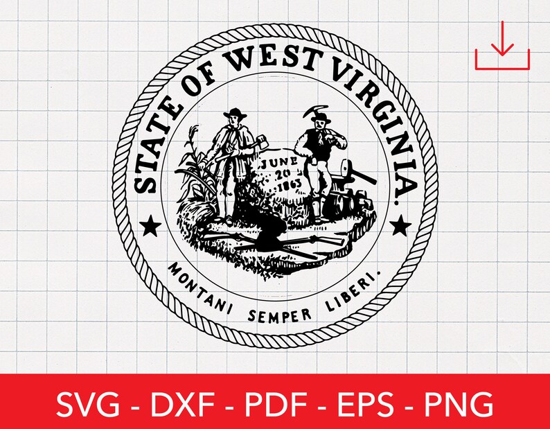 West Virginia Svg Virginia State Seal Motto Clipart Crest Etsy