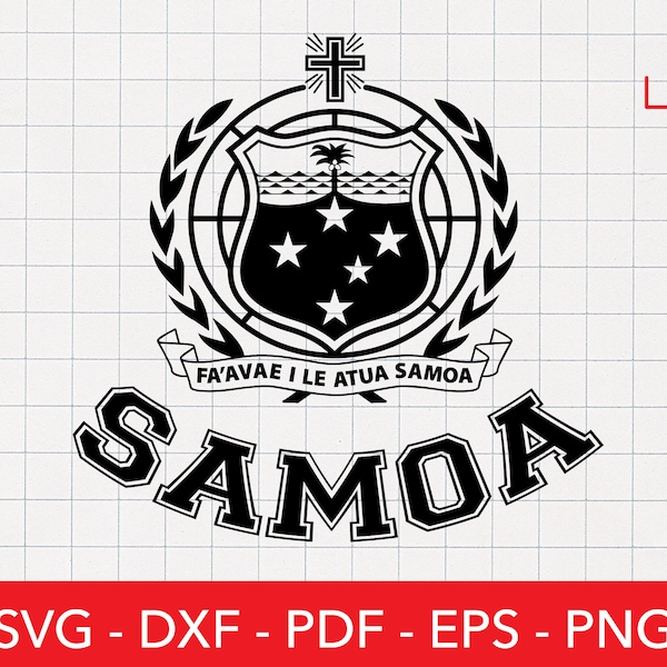 Samoa Svg, Samoa Flag Svg, Seal of Samoa Svg, Crest, Badge, Emblem, Decal, Clipart, Cricut Cut File, Pacific Island