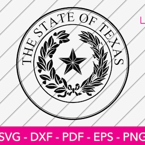 Sello del Estado de Texas Svg, Logotipo del Estado de Texas, Cresta, Insignia, Escudo de Armas, Archivo de Sublimación, PNG Occidental, Cricut, Imágenes Prediseñadas