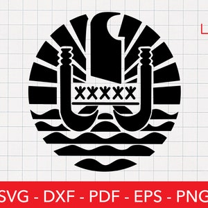 Svg da Polinésia Francesa, bandeira da Polinésia Francesa, clipart do selo da Polinésia Francesa, crista, distintivo, emblema, Cricut, decalque do logotipo