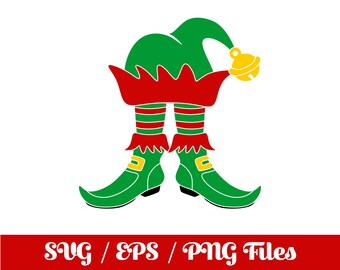 Elf SVG, Christmas Clipart, Shoes Logo, Xmas Decal, Festive Png, Ornament Sublimination File, Botts, Jolly snow man
