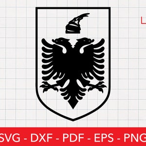 Albania Svg, Sello de país albanés, Imágenes prediseñadas de águila, Cresta, Emblema, Bandera del país, Archivo Cricut, Calcomanía de logotipo, Diseño de camisa