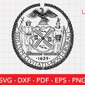 New York Svg, New York Seal Svg, NYC Png, stemma dello stato, distintivo, emblema, clipart, file di taglio Cricut, design della camicia