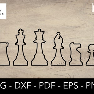 Chess Outline Svg, Chess Pieces Svg, Game Svg, Pawn Svg, Knight Svg, Queen Svg Chess Board Svg, Clipart, Silhouette Cricut Cut File