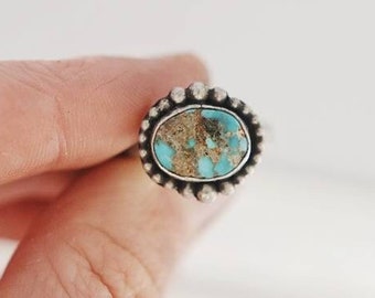 Turquoise Statement Ring, Sonoran Gold Turquoise, Silver Ring, Rustic Boho Ring, Unisex Jewellery, Turquoise Jewellery