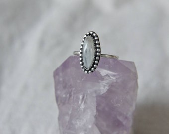 Moonstone Silver Ring, Dainty Stacker Ring, Eco Silver Jewellery, Rainbow Moonstone Ring, Opal Jewellery, Handmade Jewellery